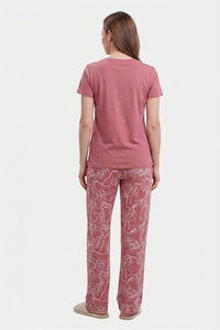 Sweet Dreams Typographic Printed Pyjama Set - Dusty Red — thumbnail 2